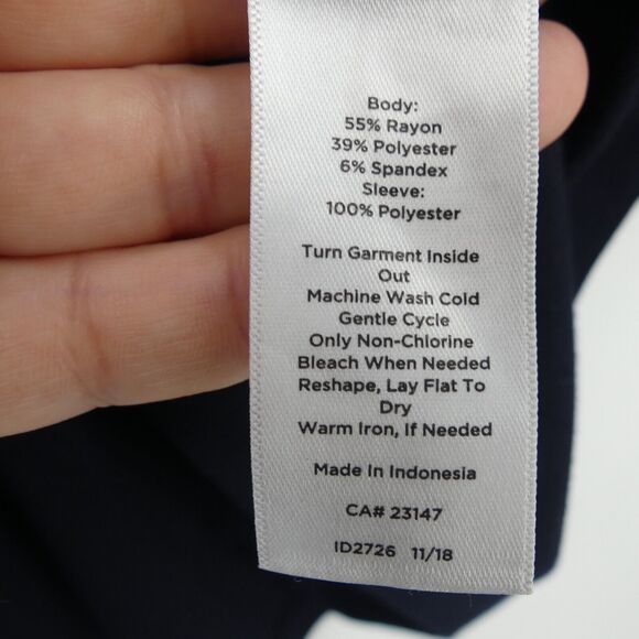 Talbots Knit Off the Shoulder Top Lace Sleeves Size 3X Navy Blue Rayon - Picture 4 of 6